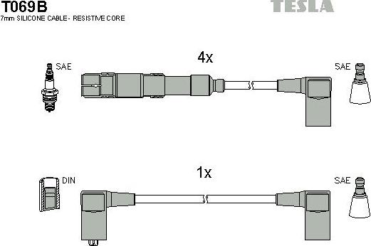 TESLA T069B - Комплект проводов зажигания unicars.by