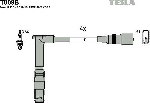 TESLA T009B - Комплект проводов зажигания unicars.by