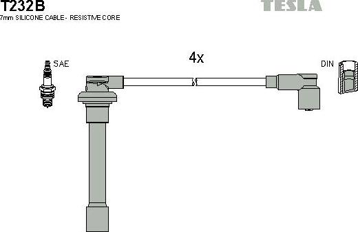 TESLA T232B - Комплект проводов зажигания unicars.by