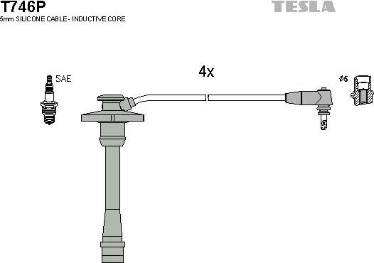 TESLA T746P - Комплект проводов зажигания unicars.by