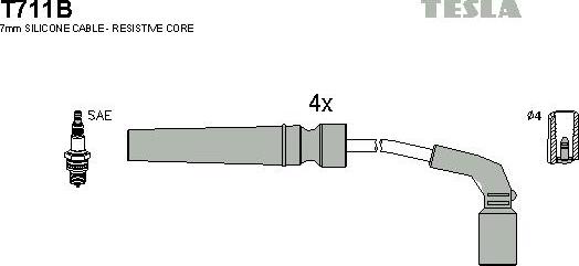 TESLA T711B - Комплект проводов зажигания unicars.by