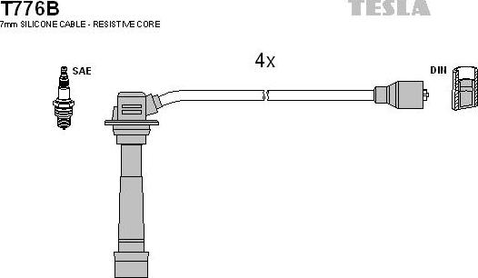 TESLA T776B - Комплект проводов зажигания unicars.by