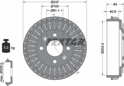 Textar 94046200 - Тормозной барабан unicars.by