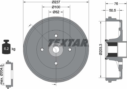 Textar 94041400 - Тормозной барабан unicars.by