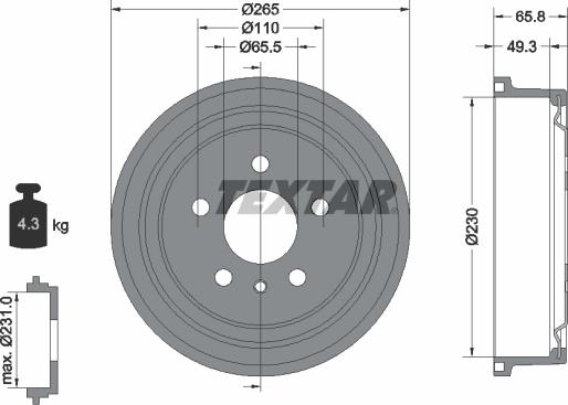 Textar 94048800 - Тормозной барабан unicars.by