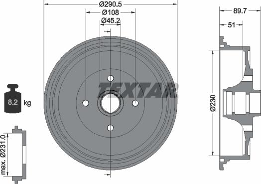 Textar 94009200 - Тормозной барабан unicars.by