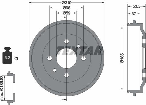 Textar 94006400 - Тормозной барабан unicars.by