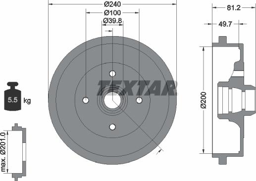 Textar 94006700 - Тормозной барабан unicars.by