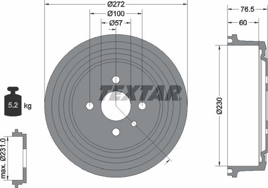 Textar 94003700 - Тормозной барабан unicars.by