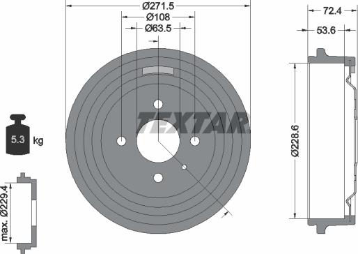 Textar 94007300 - Тормозной барабан unicars.by