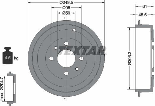 Textar 94019900 - Тормозной барабан unicars.by