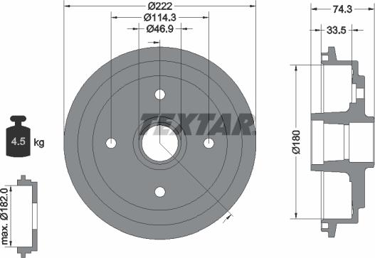 Textar 94019300 - Тормозной барабан unicars.by