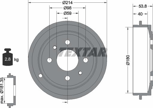 Textar 94014800 - Тормозной барабан unicars.by