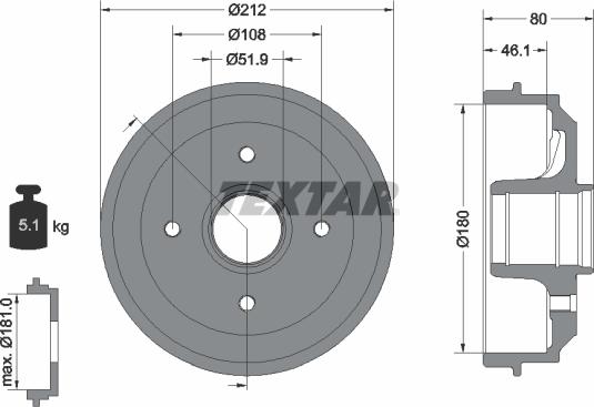 Textar 94014200 - Тормозной барабан unicars.by