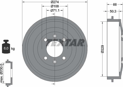 Textar 94010300 - Тормозной барабан unicars.by