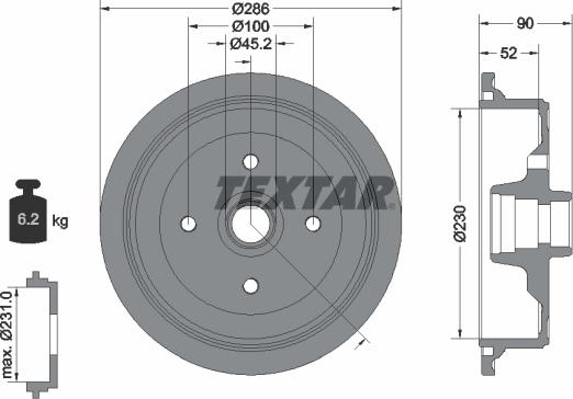 Textar 94011500 - Тормозной барабан unicars.by