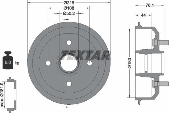 Textar 94018500 - Тормозной барабан unicars.by