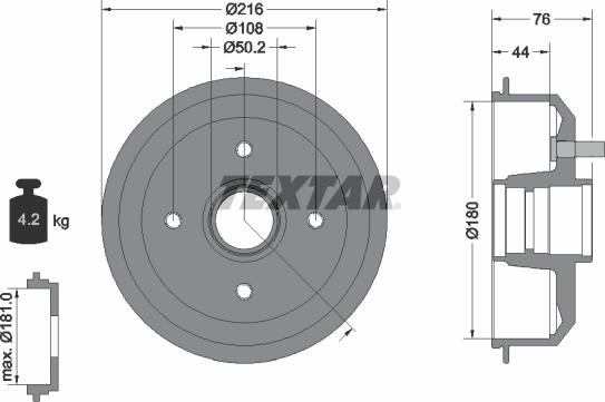 Textar 94012900 - Тормозной барабан unicars.by