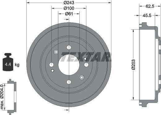 Textar 94017600 - Тормозной барабан unicars.by