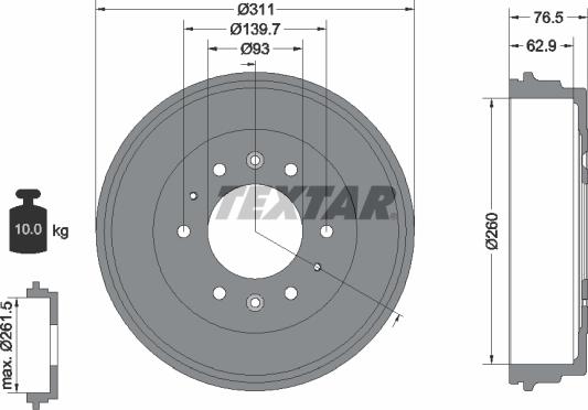 Textar 94035500 - Тормозной барабан unicars.by