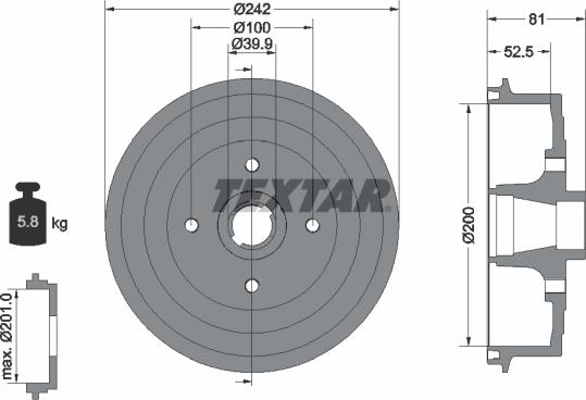 Textar 94035100 - Тормозной барабан unicars.by