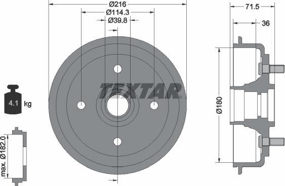 Textar 94030200 - Тормозной барабан unicars.by