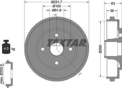 Textar 94033200 - Тормозной барабан unicars.by