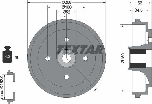 Textar 94032500 - Тормозной барабан unicars.by