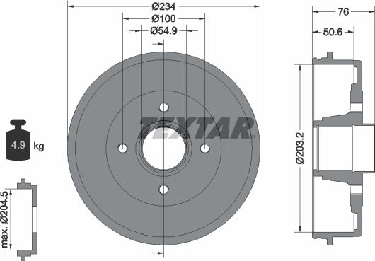 Textar 94027100 - Тормозной барабан unicars.by