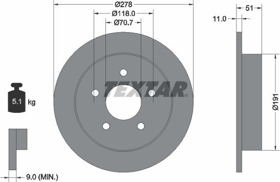 Textar 92099803 - Тормозной диск unicars.by