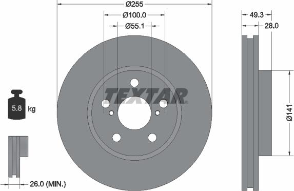 Textar 92094300 - Тормозной диск unicars.by