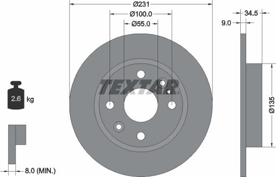 Textar 92096600 - Тормозной диск unicars.by