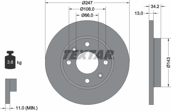 Textar 92092800 - Тормозной диск unicars.by