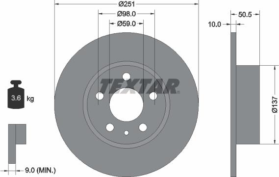 Textar 92046900 - Тормозной диск unicars.by