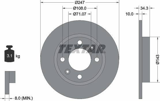 Textar 92048200 - Тормозной диск unicars.by