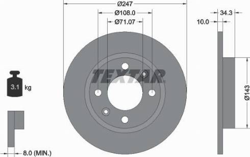 Textar 92048203 - Тормозной диск unicars.by