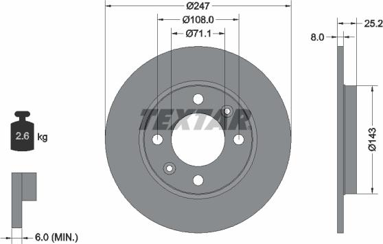 Textar 92055003 - Тормозной диск unicars.by