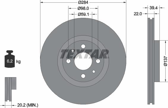 Textar 92055200 - Тормозной диск unicars.by