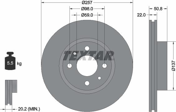 Textar 92052100 - Тормозной диск unicars.by