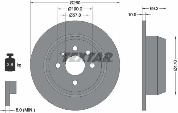 Textar 92057000 - Тормозной диск unicars.by