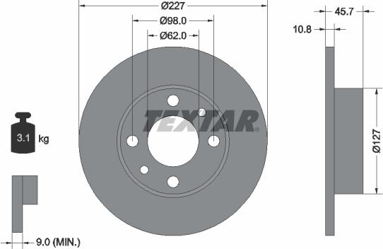 Textar 92019300 - Тормозной диск unicars.by