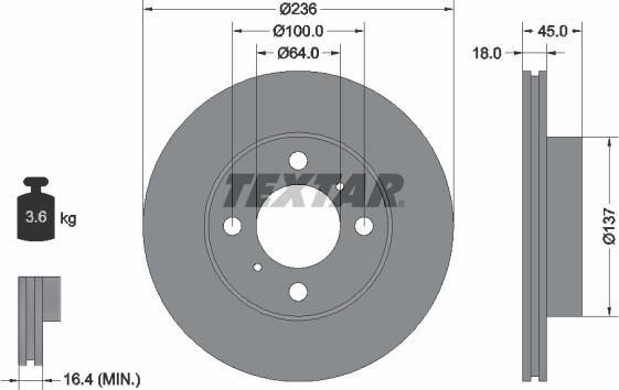 Textar 92089400 - Тормозной диск unicars.by