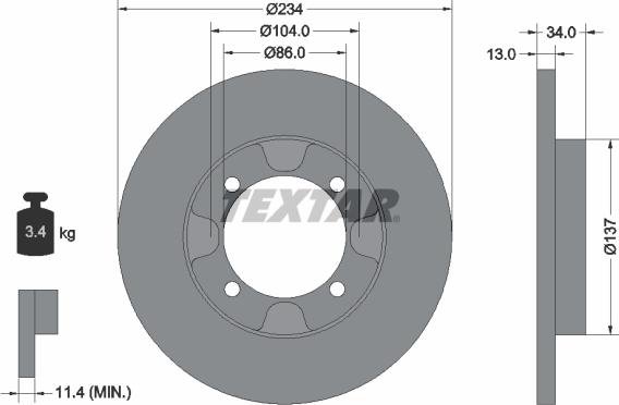 Textar 92089500 - Тормозной диск unicars.by