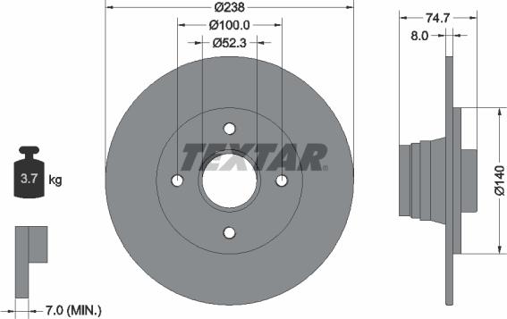 Textar 92081200 - Тормозной диск unicars.by