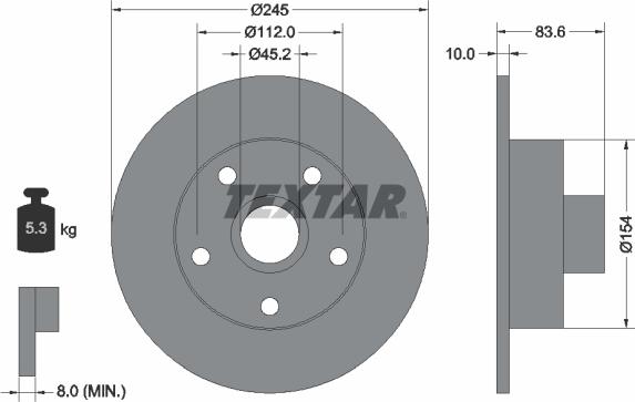 Textar 92072103 - Тормозной диск unicars.by