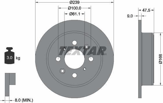 Textar 92077903 - Тормозной диск unicars.by