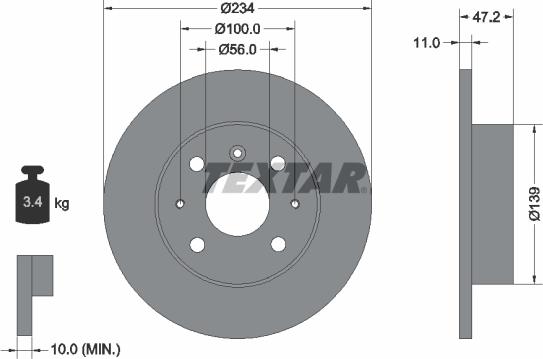 Textar 92077000 - Тормозной диск unicars.by