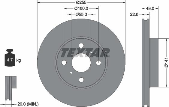 Textar 92077203 - Тормозной диск unicars.by