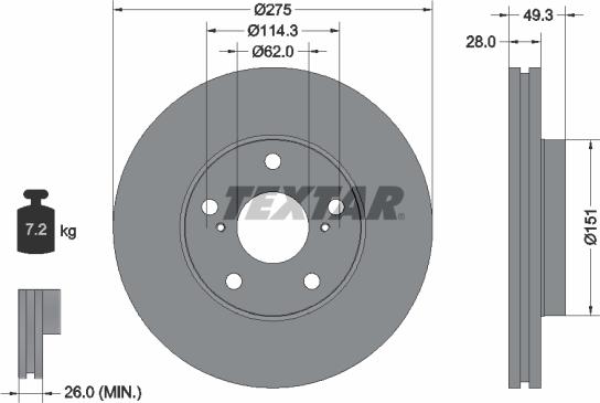 Textar 92077703 - Тормозной диск unicars.by