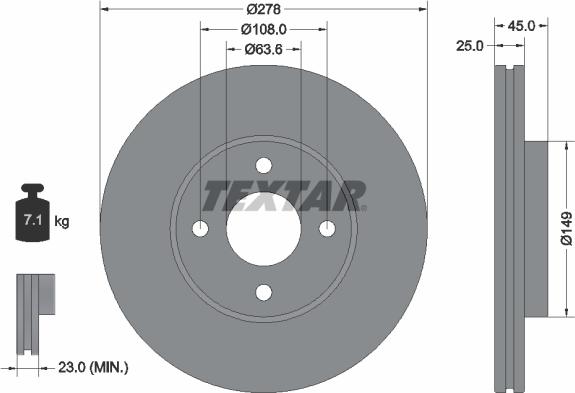 Textar 92159003 - Тормозной диск unicars.by